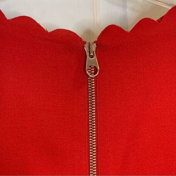 Ted Baker Red Scalloped Hem and Collar Dress US Size 4 - Picture 5 of 9